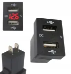 5V 3,1A auto USB laadija punase LED-ga, paneelile paigaldatav, 12V/24V