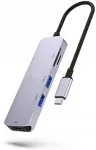 5-in-1 USB-C hub HDMI-ga (4K 60 Hz), USB 3.0 pesadega