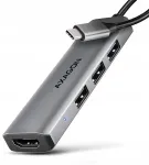 USB jagaja AXAGON HMC-H3A, 3x USB-A, HDMI 4K/30Hz, USB-C kaabel 15 cm, 5Gbps