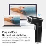 Traadita QR v&ouml;&ouml;tkoodilugeja USB ja k&auml;eshoitava hoidikuga