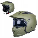 Mootorrattakiiver W-TEC TESTED ARMY, eemaldatav l&otilde;uaosa, 3in1, XS