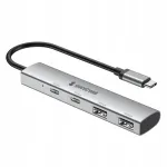 Spacetronik USB-C jagaja, 4 pesa (2x USB-C, 2x USB-A), 10 Gbps, Plug&Play