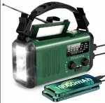 CRANK RADIO kaasaskantav raadio p&auml;ikeselaadija ja d&uuml;naamilise laadimisega, Powerbank, ehitusraadio