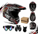 Motokrossi kiiver komplektis prillid, kindad ja mask M Braders