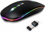 Juhtmevaba hiir KBCASE, optiline, RGB, 2.4G/Bluetooth, must, 1600 DPI