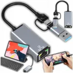 V&auml;line v&otilde;rgukaart USB C/USB A koos RJ45 adapteriga, 1000 Mbps