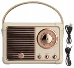 Juhtmevaba raadio-k&otilde;lar, retro stiilis, 400 mAh, 5V, 3W, liivakarva