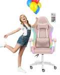 Laste m&auml;ngutool Hell's Chair HC-1000, roosa, LED-valgustusega, kangas
