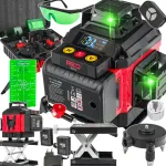 Ristlaser nivelleerija 4D 360, roheline, isetasanduv, patareidega