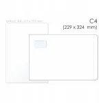 C4 &uuml;mbrikud, valged, aken 55x90 mm, 229x324 mm, 90 g, 250 tk.