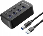 PremiumCord USB 3.2 jagaja, 4 pesa individuaalsete l&uuml;lititega