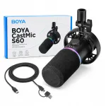 Juhtmega d&uuml;naamiline mikrofon BOYA CastMic S60 USB XLR, must
