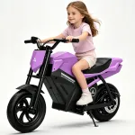 Laste elektrimootorratas 250W, 16 km/h, 4Ah, 12,5" LED-rattad, lilla