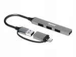 CONNECT Slim Combo USB jagaja, 4 USB-A pesa, koos USB-C adapteriga