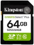 Kingston SDXC Canvas Select Plus 64GB 100R Class 10 UHS-I A1 m&auml;lukaart