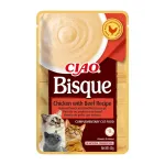 INABA CIAO Bisque kassidele kreem kana- ja veiselihaga, 40 g