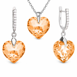 H&otilde;bedane ehtekomplekt naistele &bdquo;Romantic Heart III R (Light Colorado Topaz)&ldquo; Swarovski&reg; kristallidega