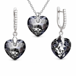 H&otilde;bedane ehtekomplekt naistele &bdquo;Romantic Heart III R (Silver Night)&ldquo; Swarovski&reg; kristallidega