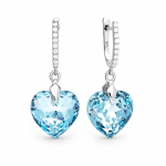 H&otilde;bedased k&otilde;rvar&otilde;ngad &bdquo;Romantic Heart III R (Aquamarine Blue)&ldquo; Swarovski&reg; kristallidega