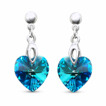 H&otilde;bedased k&otilde;rvar&otilde;ngad &bdquo;Romantic Heart II (Bermuda Blue)&ldquo; Swarovski&reg; kristallidega