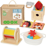WOOPIE GREEN Box XXL Montessori hariv 6in1 sensoorne kast 5-6 kuud 13 tk FSC
