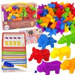 WOOPIE Montessori hariduskomplekt arvutamiseks, v&auml;rvide sorteerimiseks, loomad, 83 tk.