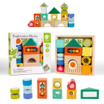 CLASSIC WORLD Puidust Sensoorikud Plokid 7 Funktsiooniga Multifunktsionaalne Puslekujud Heliga MONTESSORI 14 tk.