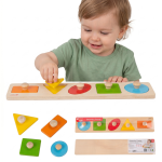 CLASSIC WORLD Puidust Geomeetriline Pusle MONTESSORI Kujude Sorter V&auml;rvide &Otilde;ppimiseks 6 tk.