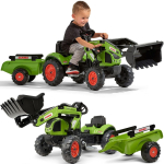 FALK &bdquo;Green Claas&ldquo; pedaaltraktor haagise ja koppiga