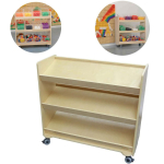 MASTERKIDZ riiul ratastel &ndash; 3 riiulit STEM tahvlite tarvikutele 800H x 800L
