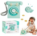 CLASSIC WORLD Klassikaline Puidust Juhtmega Telefon Lastele 4 el.