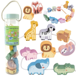 WOOPIE GREEN puidust n&ouml;&ouml;rimisklotsid Kootud ZOO Montessori 13 tk.