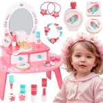 TOOKY TOY roosa puidust kosmeetikalaud peegliga