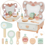 TOOKY TOY puidust liblikakujuline tualettlaud peegli ja LED-valgustusega + kosmeetika