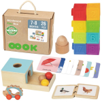 WOOPIE GREEN Box XXL Montessori hariv 6in1 sensoorset kast 7-8 kuud 26 tk FSC