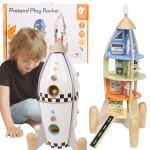 CLASSIC WORLD puidust raketi kujuline laste maja + figuurid ja aksessuaarid