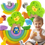 VIGA Puidust vikerkaare pusle Montessori loomingulised klotsid