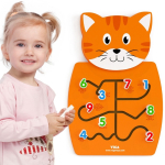 VIGA puidust manipuleerimisplaat numbritega, kassi kujuline, FSC Montessori sertifikaat