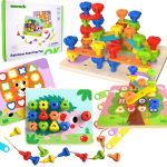 TOOKY TOY multifunktsionaalne tahvel v&auml;rviliste tihvtidega, &otilde;ppemustritega
