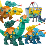 WOOPIE Dinosaurus konstruktor 3-osaline komplekt karbis + puur ja kruvikeeraja