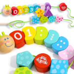 TOOKY TOY puidust niiditamise klotsid Caterpillar 20 tk.