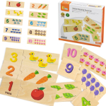 VIGA puidust puslede komplekt Numbrite sobitamine Montessori pusle