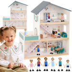 TOOKY TOY suur puidust nukumaja + FSC figuurid