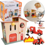 CLASSIC WORLD puidust tulet&otilde;rjejaam, garaaži, auto ja helikopteri figuurid, 13 tk.