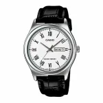 CASIO COLLECTION P&Auml;EVA JA KUUP&Auml;EVA N&Auml;IDIK, ROOMA NUMBRID, NAHKRIHM &ndash; VALGE MTP-V006L-7BUDF
