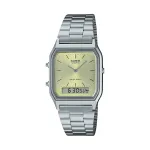 CASIO VINTAGE EDGY KOLLEKTSIOON P&Auml;IKESEKIIRTEGA S&Auml;RAV SIHVERPLAAT - ROHELINE SIDRUN AQ-230A-9AMQYES