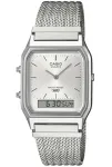 CASIO VINTAGE EDGY KOLLEKTSIOON, P&Auml;IKESEKIIRE MUSTRIGA SIHVERPLAAT &ndash; V&Otilde;RKRIHM, H&Otilde;BEDANE AQ-230EM-7AEF