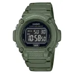 CASIO TIMELESS COLLECTION SPORT &ndash; ILLUMINATOR WR 50M, ALARM, KRONOGRAAF &ndash; ARMEEROHELINE &ndash; COLORED SERIE W-219HC-3BVDF