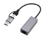 Gembird A-USB3AC-LAN-01 USB 3.1 + Type-C Gigabit v&otilde;rguadapter, 1x RJ-45, 10/100/1000 Mbps, metallkorpus, kosmosehall