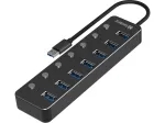 USB-jaotur Sandberg 7 Ports USB 3.0 Must Alumiinium